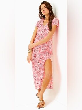 Lilly Pulitzer NWOT Etta Maxi Dress Mizner Red Seaside Harbour Size XL